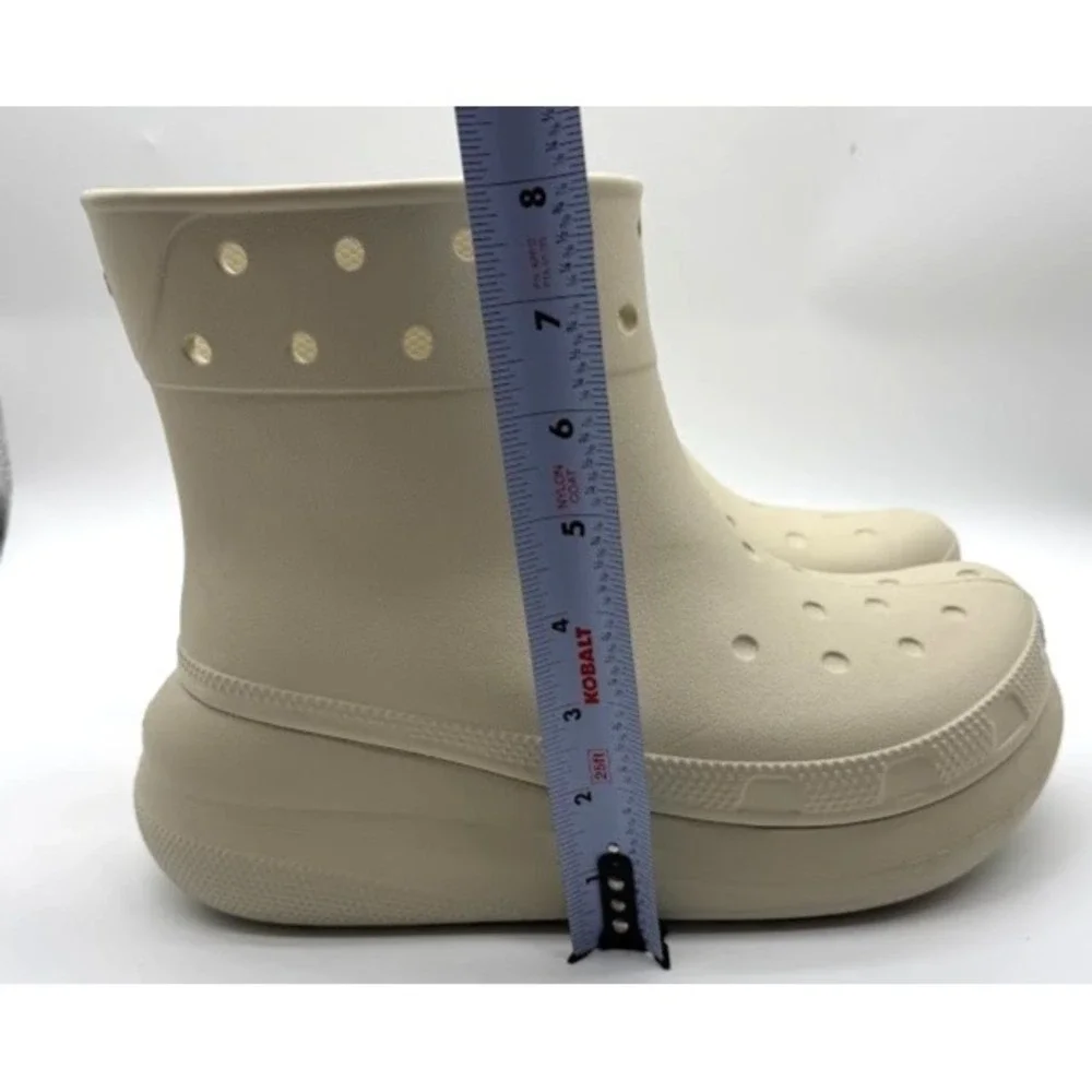 Crocs Crush Rain Boot Bone Women's M7 W9 Waterproof Platform Ankle Boots C21